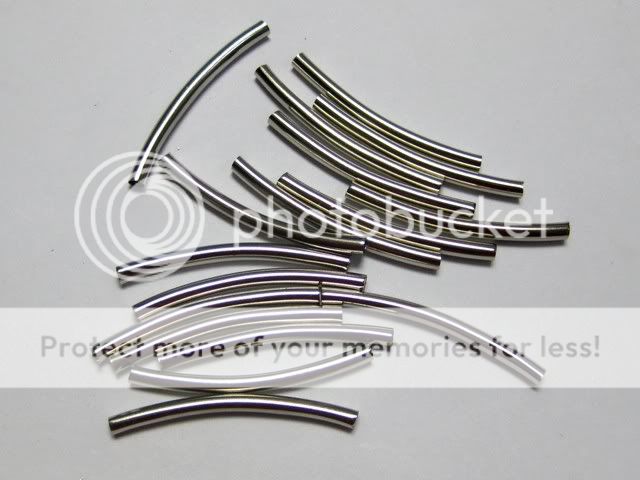Silver tone smooth curved spacer tube beads mm ebay